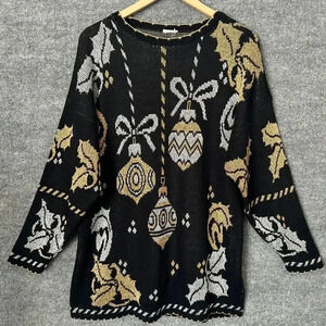 Elegant Black and Gold Women's Christmas Sweater